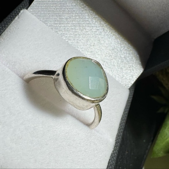 Sterling Silver Light Blue Green Teardrop Gemstone Ring Solid 925 Sterling Silve - Picture 10 of 15